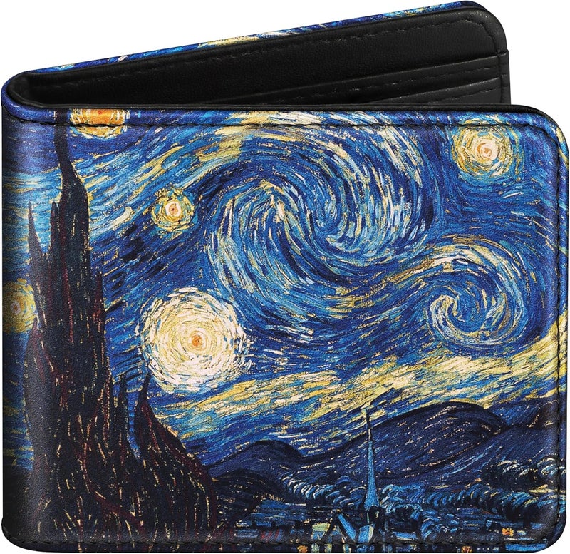 Funermei Cute Wallet for Girls Women Space Leather Bifold Wallet for Teen Boys Men Blue Sky Aesthetic Credit Card Holder RFID Id Cash Slim Small Bi-fold Wallets with Coin Pocket for Little Girl - Image 1